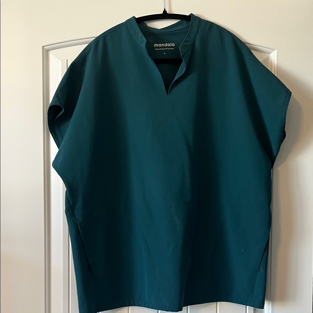 Mandala Teal Scrub Top